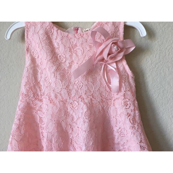 Xirubaby Blush Pink Rose Pearl Floral Lace Overlay Sleeveless Dress Size 18M - Picture 2 of 3